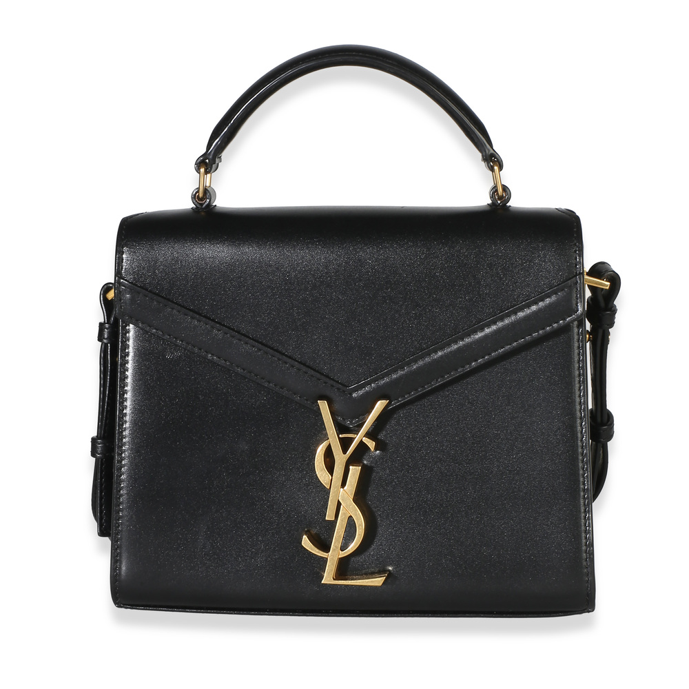 Saint Laurent Black Smooth Calfskin Mini Cassandra Top Handle Bag